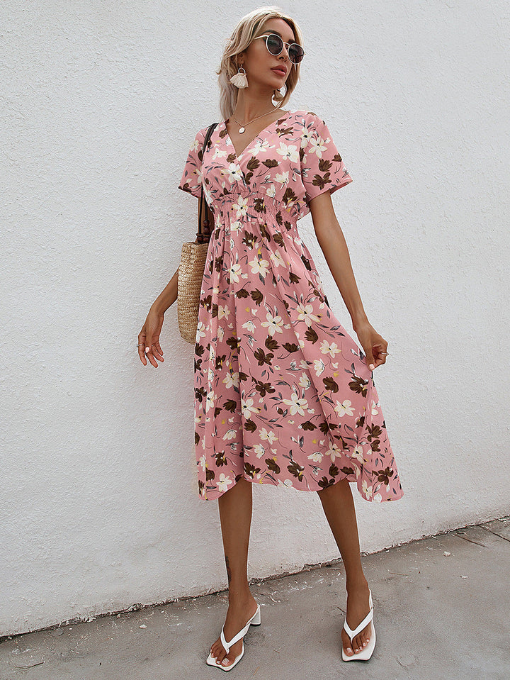 Mayumi – Printed V-Neck Midi Dress