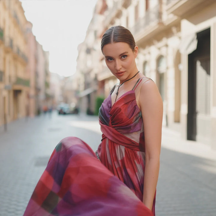 Aelwena – Strappy Ombre Maxi Dress