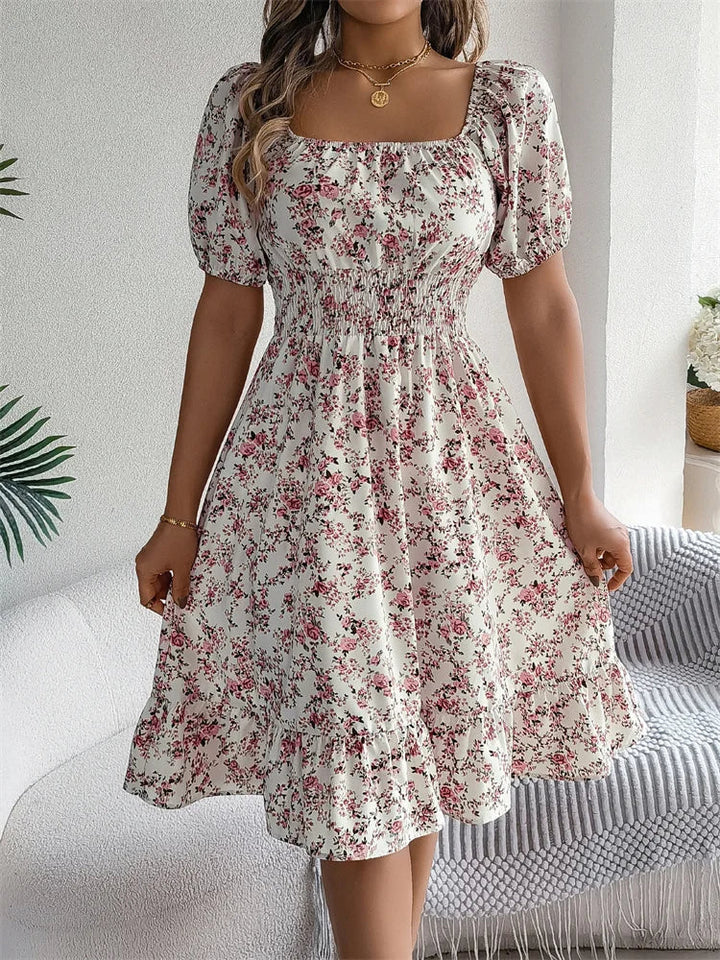 Sama – Shirred Floral Midi Dress