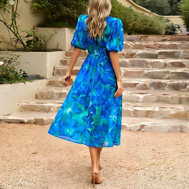 Briella – Puff Sleeve Floral Midi Dress